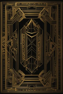 gold art deco book cover border on a black background