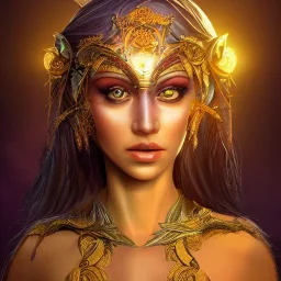 A queen sun woman, beautiful face with light eyes, tropical background, in the fantasy world , 8k resolution, fantasy concept art, by Greg, dynamic lighting, hyperdetailed, intricately detailed, deep, sun