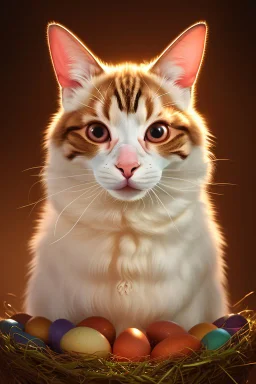 Jesus and easter eggs and cats bokeh digital painting extremely detailed studio lighting crisp quality and light reflections 8k cinematic lighting portrait photorealistic ultra detailed cinematic postprocessing focused