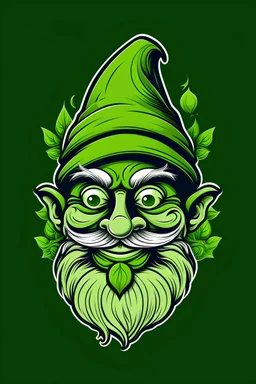 logo portrait gnom green smoking cannabis happy face