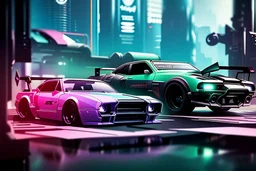 Magazine Advertising, cyberpunk muscle racing cars