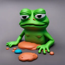 Pepe the frog, sadge, depressed, gloomy, 3D putty, playdough