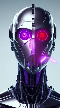 Cyborg man nice, nion, purple , 3D, 4K,8K
