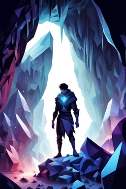 hero in a Cave of the Crystals stylized Dan Volbert