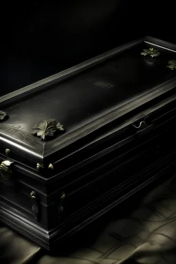 old picture of an old fashioned plain black casket
