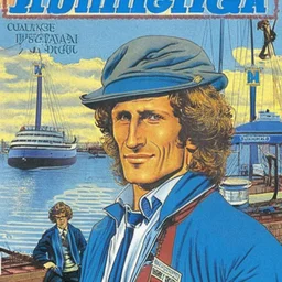 A 1980 medieval london comic cover of uruguayan sky-blue football magazine. At the dock. Diego Forlan is sherlock holmes.