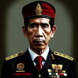 Joko Widodo The president of Republic Indonesia in militiary bloodpunk style