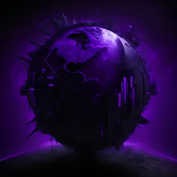 decentralized earth, purple and black, cyber punk style