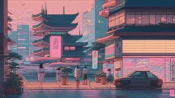 soothing 80s Japanese city ,