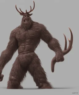 a humanoid figure creature monster full body shot zoomed out focus 8 k horror scary with antlers, highly detailed, digital art, sharp focus, trending on art station, Kentaro Miura manga art style artgem pixar