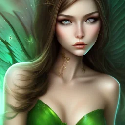 Brunette Girl Fairy Green eyes