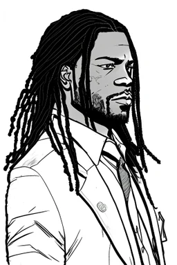 outline drawing of a black man long hair Tom Clancy division2 agent