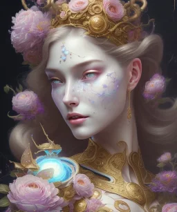 full view ultrarealistic portrait ethereal fantasy deity wearing beautiful gown, flowers, spirituality, 4k digital masterpiece by anna dittman and alberto seveso ruan jia, rossdraws, artgerm and greg rutkowski and alphonse mucha and loish and wlop, fantasycore, hyperdetailed, realistic digital painting, soft lighting, featured on artstation