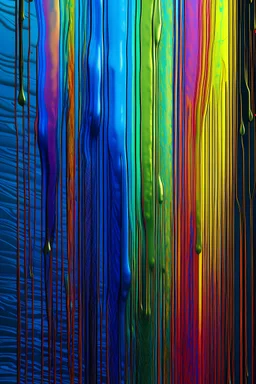 Shimmering metallic skin that transitions through a spectrum of vibrant colors glitchy rainbow