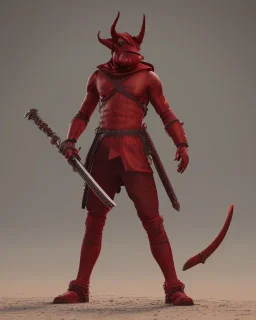 Red Tiefling with demonic sword, hellfire