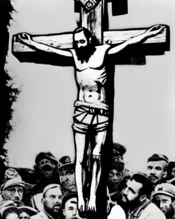 Fidel Castro crucificado en la cruz