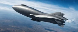 A JET FIGHTER DIRIGIBLE, SLEEK, FUTURISTIC, FAST, UPPER ATMOSPHERE