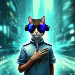 Gato DJ cyberpunk