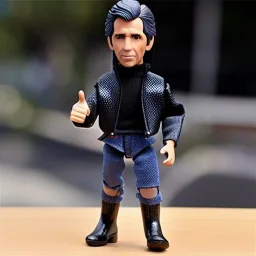 Action figure Fonzie fonzarelli young winkler toy doll face (plastic black hair) with black boots full body in package thumbs up 2022