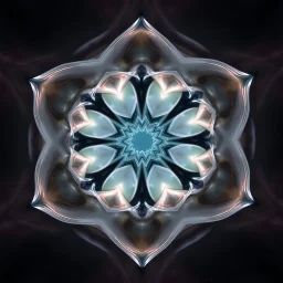 Mesmerizing abstract visual, recursive Symmetrical 3d structure of flowing translucent shapes, centered, soft aesthetic, negetive space.galaxsy background