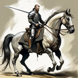 Knight riding a horse. Drawings and Painting