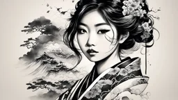 Japanese woman ink design