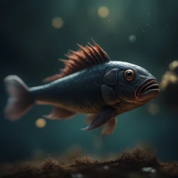 The sprite found an ancient fish, Gave it a gentle kiss, The fish sang a lullaby, And her spirit soared the sky..,bokeh like f/0.8, tilt-shift lens 8k, high detail, smooth render, down-light, unreal engine