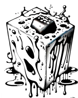 oozing slime cube black and white sketch art rpg