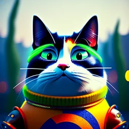 Retrato de gato robot con botas con estilo de Pixar 8k