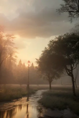 photo of a ultra realistic rain streak of lighting, dramatic light, pale sunrise, cinematic lighting, battered, low angle, trending on artstation, 4k, hyper realistic, focused, extreme details, unreal engine 5, cinematic, masterpiece, art by studio ghibli, intricate artwork by john william turner