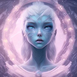 karlan, icy blue, anime, altered human,tears, crying, sad, fae, majestic, ominous, ice, plants, wildflower, facepaint, dnd character portrait, intricate, oil on canvas, masterpiece, expert, insanely detailed, 4k resolution, retroanime style, cute big circular reflective eyes, cinematic smooth, intricate detail , soft smooth lighting, soft pastel colors, painted Rena