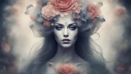 beautiful woman phantom, flower, mysticism, esotericism,