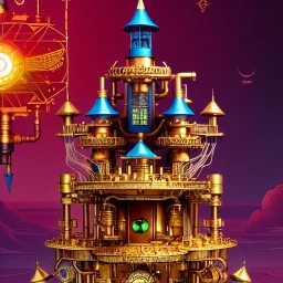 fullbody Drawing of 'sketch of steampunk Mobile Castle',intricate detail,andrea bonelli,Kilian Eng,Ohrai,evan lee,Aleksandr Sidelnikov,KyuYong Eom,three quarters frontal aerial view,toned colors,32k