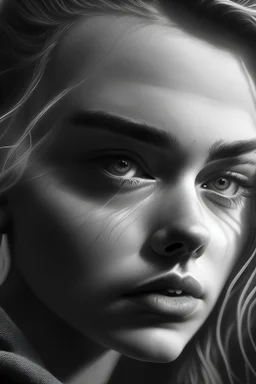 Photorealistic drawing gray scale