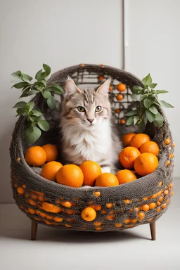 Cat bed decorate with oranges