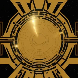 "STAR WARS" text, caption, shiny. gold metallic, reflective, centered