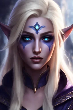 masterpiece, expressive eyes, perfect face, small ears, fantasy female drow wizard, blonde hair, 4k