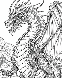 real big dragon coloring page,easy to color,no black at all