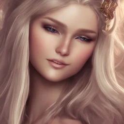 fantasy fairy, smiling, long blond hair, blender 3D