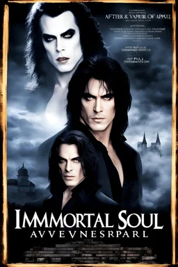 Movie Poster -- "Immortal Soul, a vampire story" - Paul Stanley as the vampire Vincent Paul - After witnessing the murder of his wife, at the hands of an evil vampire, Paul vows to avenge her death even if it takes him to the end of time, but he must become that which he loathes the most, a vampire. The evil vampire lures him to his castle, where he imprisons him, tortures him, and ultimately turns him. But he, still vowing to avenge his wife's death, escapes the vampires clutches