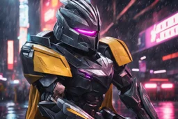 Shredder in 8k anime realistic artstyle, transformers them, close picture, rain, neon lights, intricate details, highly detailed, high details, detailed portrait, masterpiece,ultra detailed, ultra quality