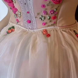 bodice with delicate embroidery and beadwork of flowers, satin and boning, couture, beautiful composition, aesthetic layout, wildflowers, watercolor