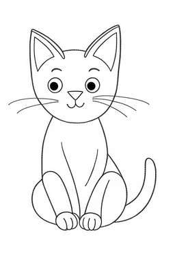 blank colouring book, simple picture for toddlers, cat