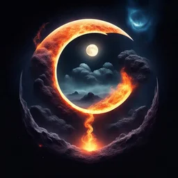 a logo for star's end studio beautiful moon in craters galaxy space dream vaguely occult and surreal, feeling like eclipse and fire . sci fi or fantasy book vibes from Asimov foundation or robot series, comic book style of mark silvestri tendrils and smoke around