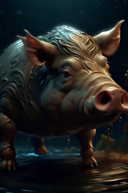 zodiac, capricorn pig water, extremely ultrarealistic, photorealistic, ugliest creature holding its own professional photography, natural lighting, volumetric lighting maximalist photo illustration 8k resolution concept art intricately detailed, complex, elegant, expansive, fantastical