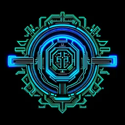 cyberpunk retro futuristic police symbol for comics