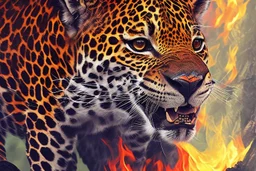 fire the jaguar watching from the jungle