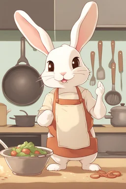 Cute bunny floppy ears adventurer dnd cooking art realism