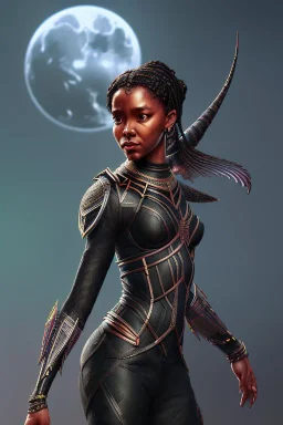 sango fantasy, fantasy magic, intricate, sharp focus, illustration, highly detailed, digital painting, concept art, matte, artgerm and paul lewin and kehinde wiley, masterpiece Asian lady black panther Papu New Guina pyramid black silver space lady space blood moon galaxy