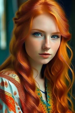 A beautiful Tatar red-haired girl is the most beautiful on the planet with a good figure